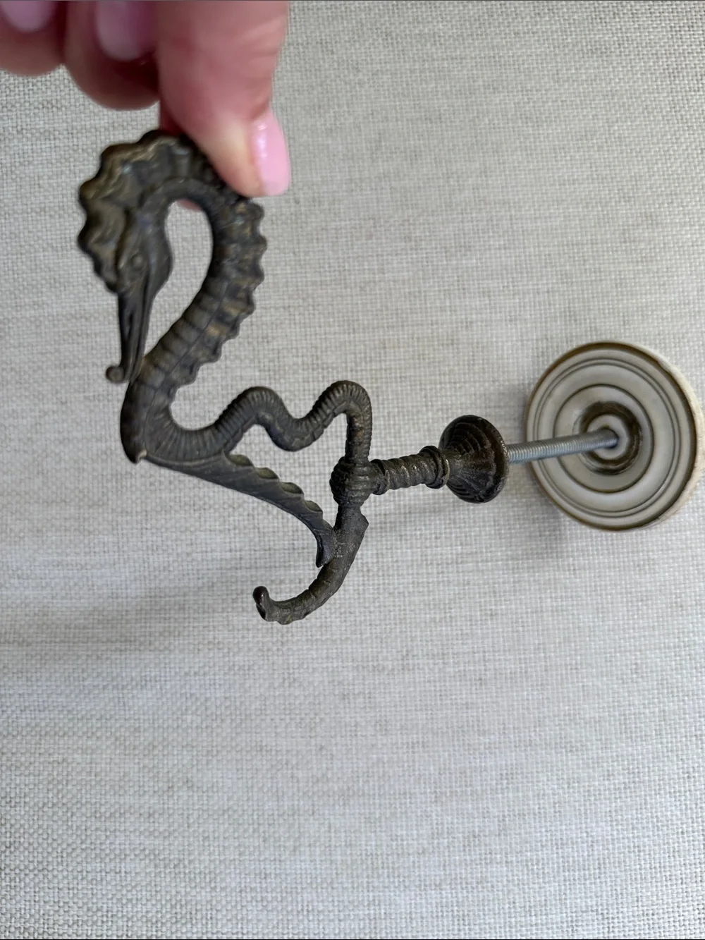 Vintage Seahorse Sea Serpent Hall Tree Hook - Wall Hook - Plant Hook